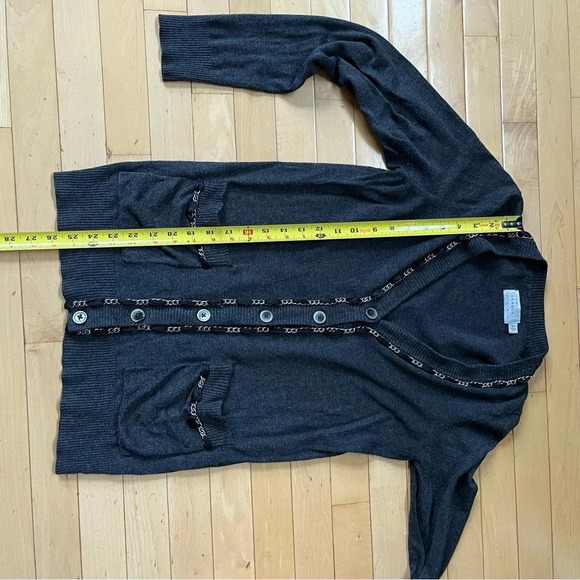 Jodi Arnold For The Limited Career Gray Cardigan Size Small Metal Chain Satin - Picture 8 of 8